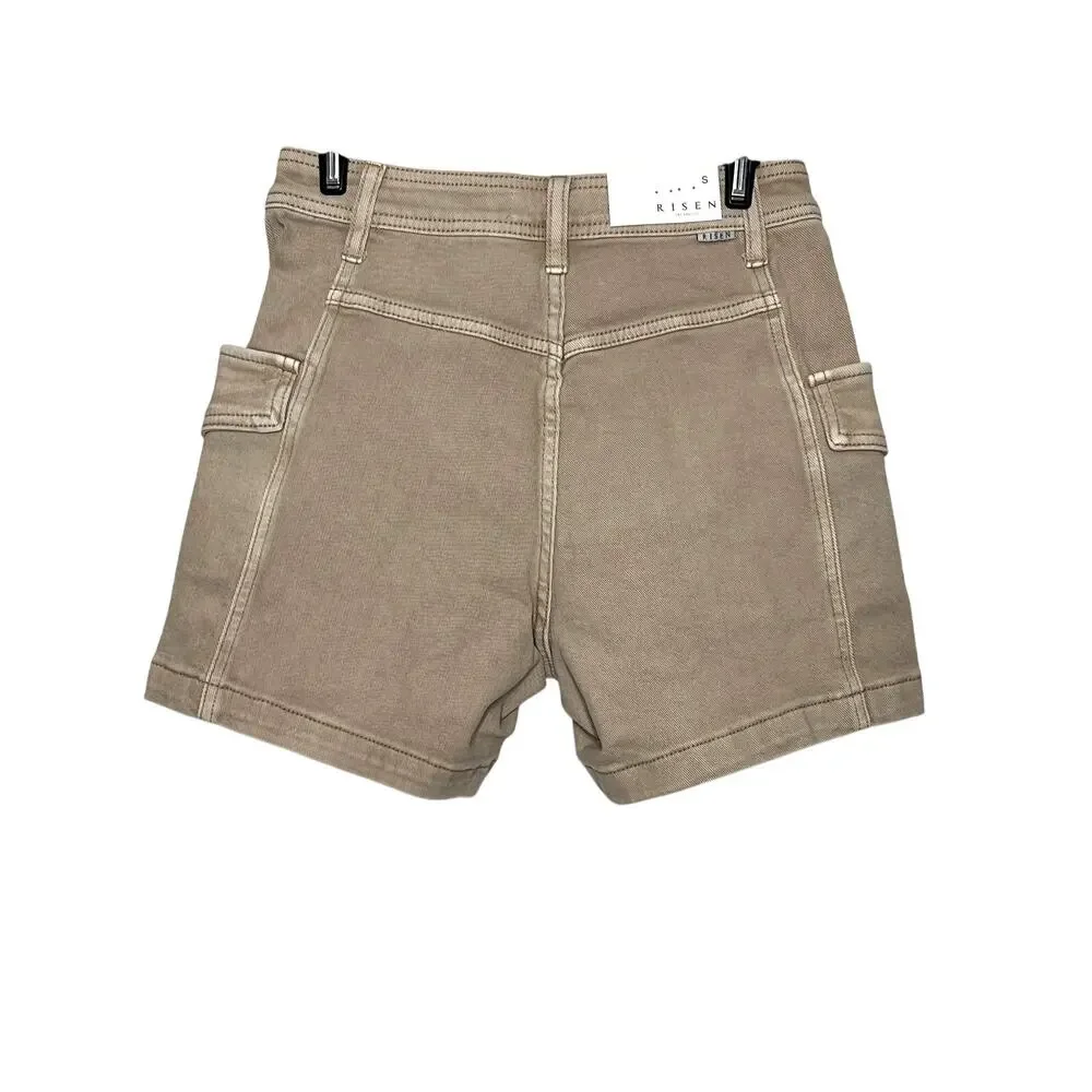 Risen Khaki Cargo Shorts Women’s Size Small NWT High Rise Utility Tan